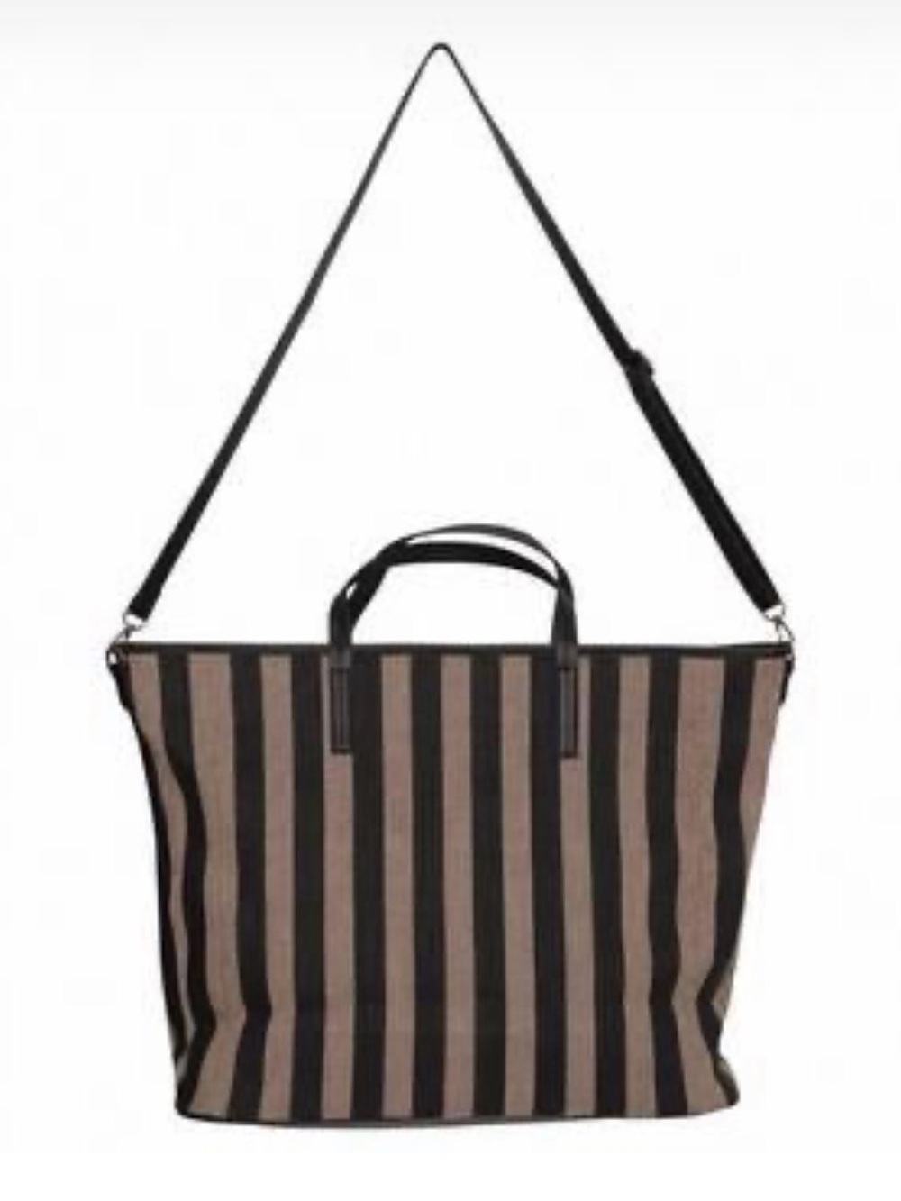 ICHI NWOT Striped Tote Bag in Brown and Black - Picture 2 of 6